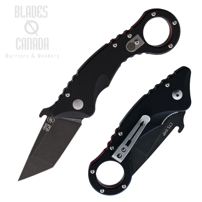 Spartan Blades Ronin Shoto Folding Knife, CTS-XHP, G10 Black, Wave Opening